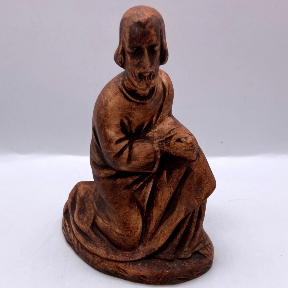 Vintage Holland Mold Christmas Nativity Kneeling Joseph Brown